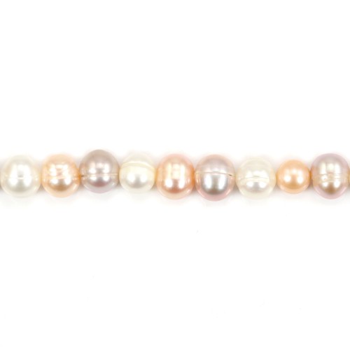 Perles de culture d'eau douce, multicolore, ovale, 7-8mm x 40cm