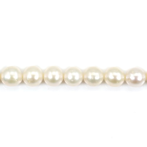 Freshwater cultured pearls, white, half-round, 6.5mm x 4pcs