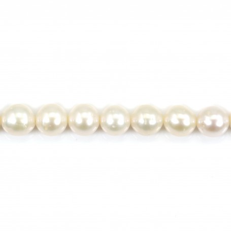 Perles d'eau douce blanches rondes 6-7mm x 6pcs