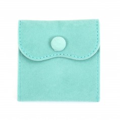 Turquoise velvet button pouch 7x7cm x 1pc