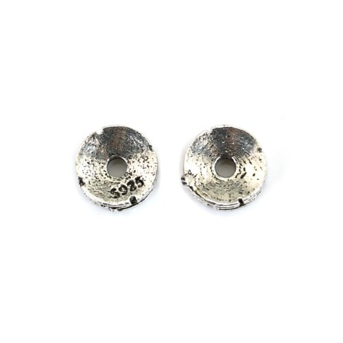 Pearl spacer rondelle chased 3x8mm - Silver 925 niellé x 1pc