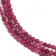 Heated round faceted ruby 3mm x 39cm