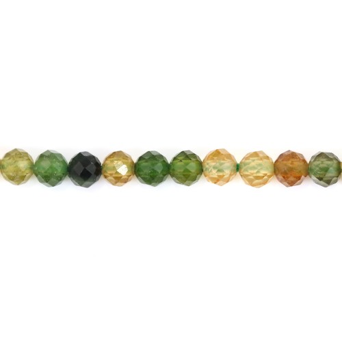 Round faceted green yellow tourmaline 3mm x 39cm