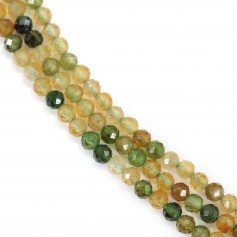 Round faceted green yellow tourmaline 3mm x 39cm