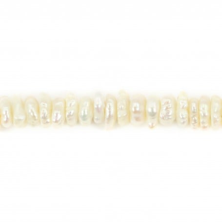 Perle de culture d'eau douce, blanche, rondelle keshi, 4-5mm x 41cm
