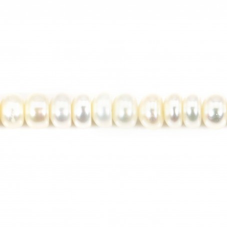 Perles d'eau douce blanches ovale 4-4.5mm x 40cm
