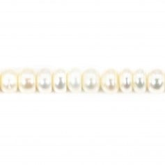 Perle coltivate d'acqua dolce, bianche, rondelle a bottone, 5 mm x 38 cm