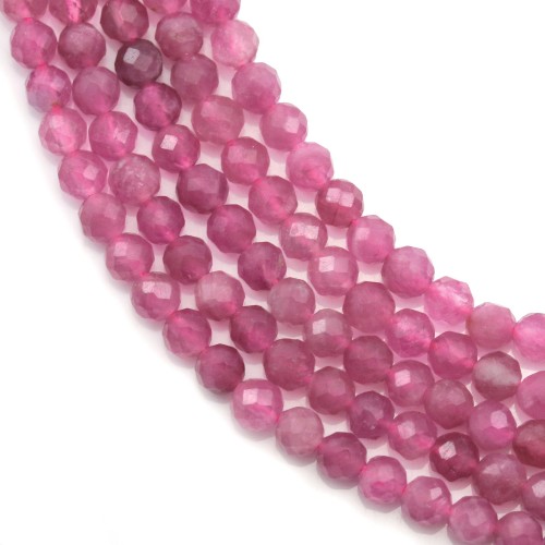 Tourmaline pink, in round faceted shaped and in size of 3mm x 40cm