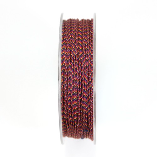 Fil polyester multicolore rouge violet 0.9mm x 30m