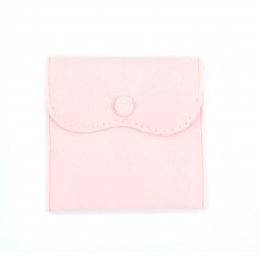 Bolsa de veludo cor-de-rosa com botões 10x10cm x 1 unidade