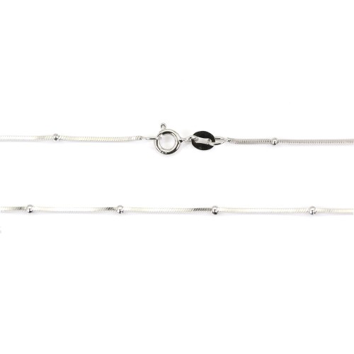 Perlenkette mit Schlangenlinien, quadratisch 0.8mm - 925er Silber, rhodiniert x 40cm