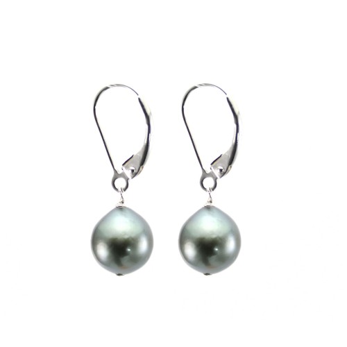 Earrings Tahiti Cultured Pearls 9-10mm & Silver 925 x 2pcs