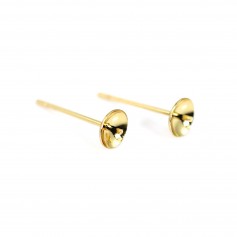 Pin d'oreille for half drillede bead cap 5mm - 304 stainless steel gold-plated x 4pcs