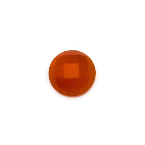 Round faceted red agate cabochon 6.5mm x 2pcs