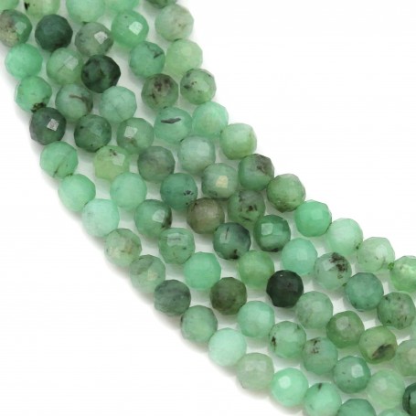 Emerald, in round faceted shape, 2mm x 39cm
