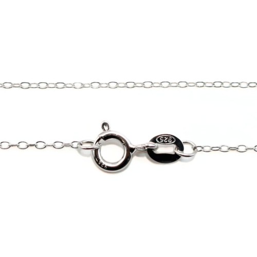 Cadena de plata 925 rodiada anillo ovalado x 40cm