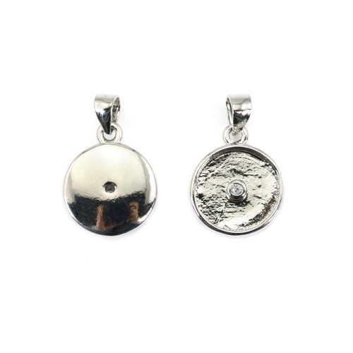 Pendant for 10mm donut cabochon - zirconium oxide - Silver plated x 1pc
