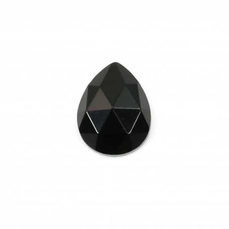 Obsidian faceted drop cabochon 8x10mm x 1pc