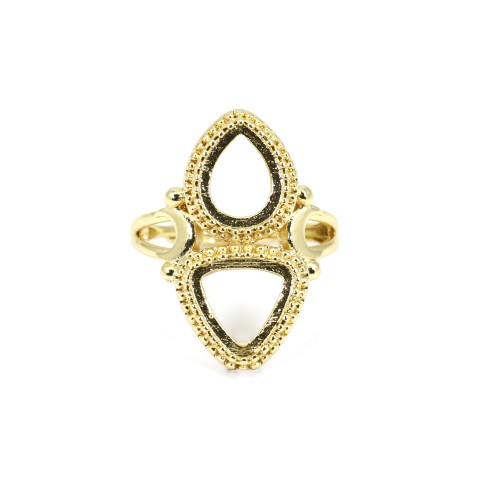Einstellbarer Ring für Tropfen- & Dreieck-Cabochon - Vergoldet x 1St