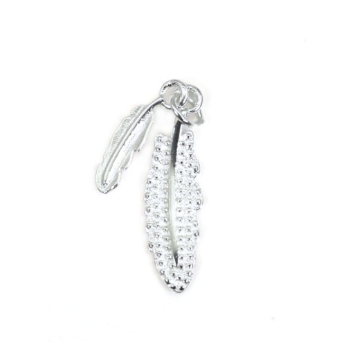 Double feather charm 5x17.5mm - Silver 925 x 1pc