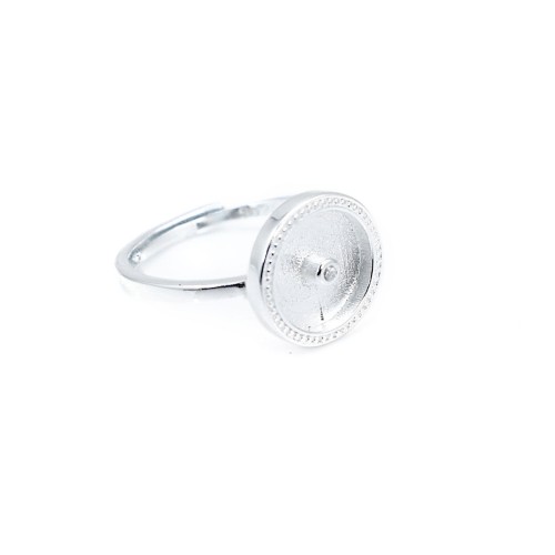 Adjustable ring for 10mm donut cabochon - zirconium oxide & 925 silver x 1pc