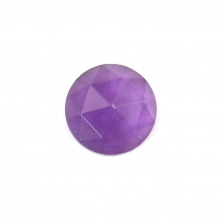 Round faceted amethyst cabochon 10mm x 1pc
