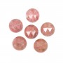 Round faceted Rhodonite cabochon 10mm x 1pc