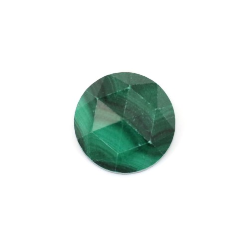 Round faceted Malachite cabochon 10mm x 1pc