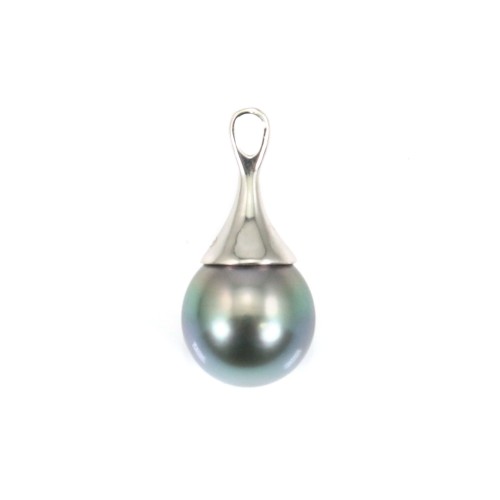 Ciondolo di perle coltivate di Tahiti 10-11 mm - Argento 925 rodiato x 1 pezzo