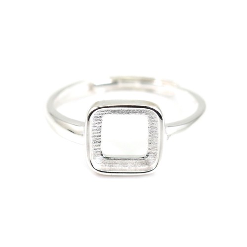 Adjustable ring for 8mm square cabochon - Silver 925 x 1pc