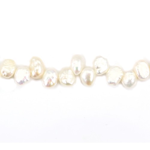 Perla cultivada de agua dulce, blanca, barroca, 6-6,5mm x 36cm