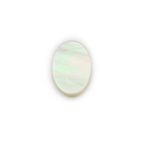 White Mother-of-Pearl flat oval cabochon 8x10mm x 1pc