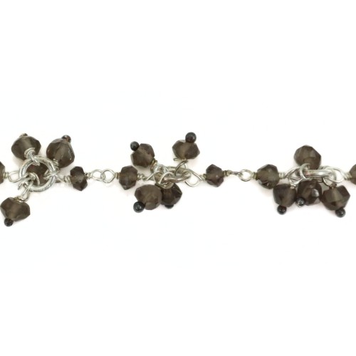 Catena d'argento e perle di quarzo fumé x 20 cm