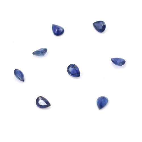 Blue sapphire, crimped, cut in pear x 1pc