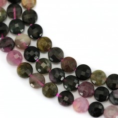 Round flat faceted multicolor tourmaline, 6mm x 38cm