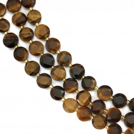 Yellow tiger eye flat round faceted 8mm x 40cm