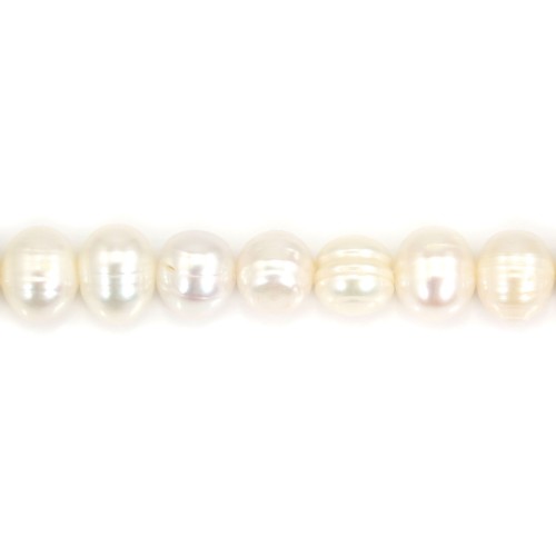White freshwater pearls on thread 8x9mm x 40cm