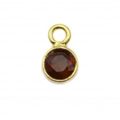Round faceted garnet set in 925 sterling silver with fine gold plating 5mm x 1pc