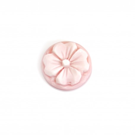 Cabochon Cameo Pink Conch round flower 16mm x 1pc