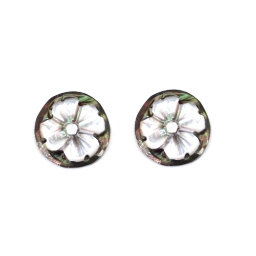 Cabochon Cameo Mother-of-pearl round flower 8mm x 1pc