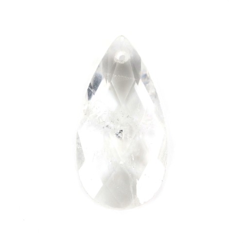 Rock crystal pendant faceted drop 13x25mm x 1pc