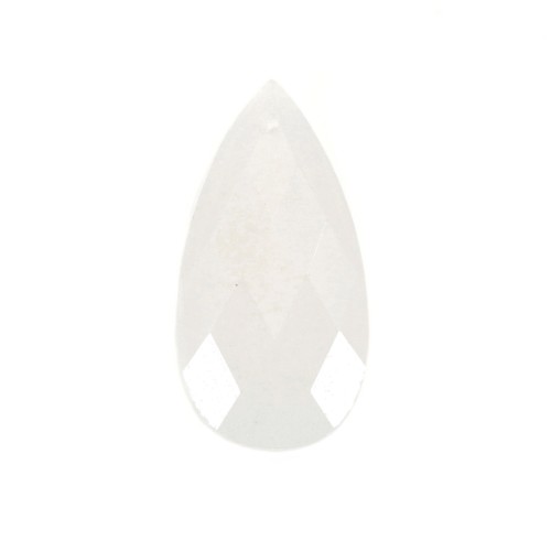 Pendant white jade drop faceted 13x25mm x 1pc