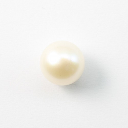 Perla di coltura d'acqua dolce, semiperforata, bianca, rotonda, 11-12 mm x 1 pz